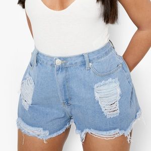 Plus heavy distress dad shorts